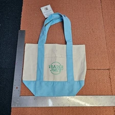 NEW Pastel Blue Trader Joe's MINI Canvas Tote Bag 2025 Easter 13"x10" w6c