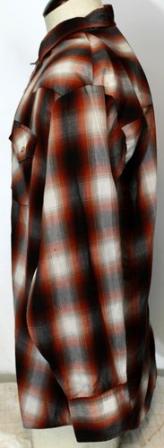 Plains Western Wear Shirt Mens Big Man 2X Red Black White Plaid Pearl Snap - Picture 4 of 10