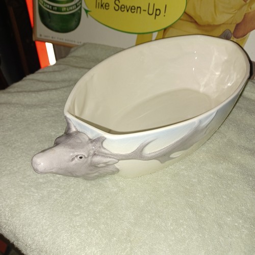 Large Vintage Waechtersbach Oval Moose/ Deer Bowl 15in. - Picture 3 of 12