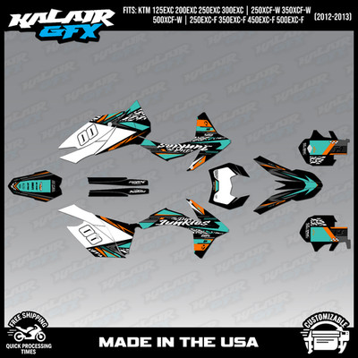 Graphics Kit for KTM EXC, EXC-F and XCF-W models (2012-2013) Rugged - Teal