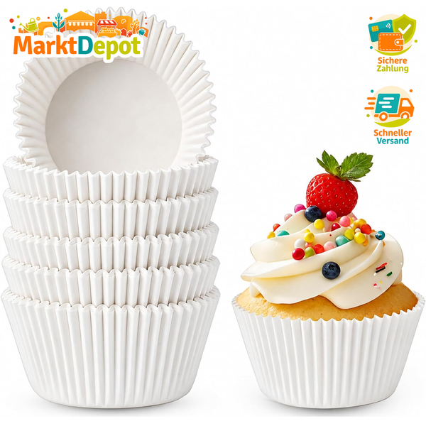 MuffinföRmchen Papier 100 StüCk WeißE Cupcake FöRmchen BackzubehöR-image