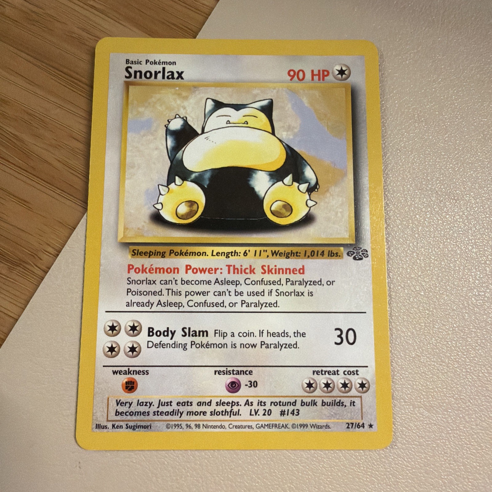 Snorlax 27/64, Jungle Set, Pokémon TCG, WOTC, Vintage 1999, Non Holo Rare, MP