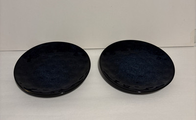 Vicrays Ceramic Luncheon Salad Plates 8'' Round Blue Set 2