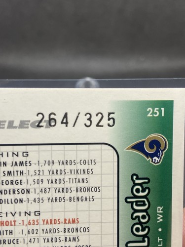 2001 Score Select Torry Holt League Leader /325 #251 St Louis Rams - Foto 3 di 3