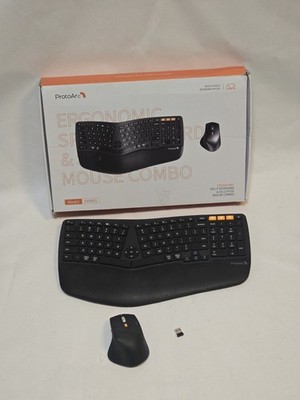Ergonomic Wireless Keyboard Mouse, ProtoArc EKM01 Ergo Bluetooth Keyboard Black