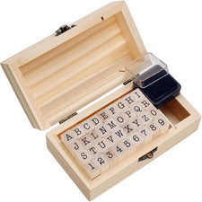 36 Pcs Wooden Rubber Stamps, Wooden Alphabet and Number Stamps with Wood Box
