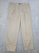 Dockers Class A Gabardine Pants Men's 36x32 Khaki Pleated Straight Career Casual