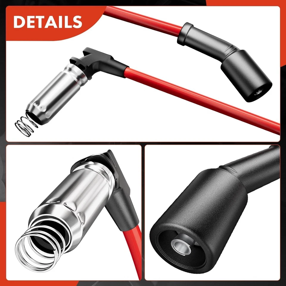 High Heat Spark Plug Ignition Wires Set of 8 Compatible with Chevrolet Chevy GMC Foto 4 de 4