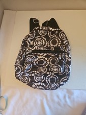 Small Zipper Backpack,with zipper pouch on front. Black  White Abstract