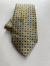 Brooks Brothers Gold, Blue Geometric Pattern 100% Silk Made in USA Tie NWOT