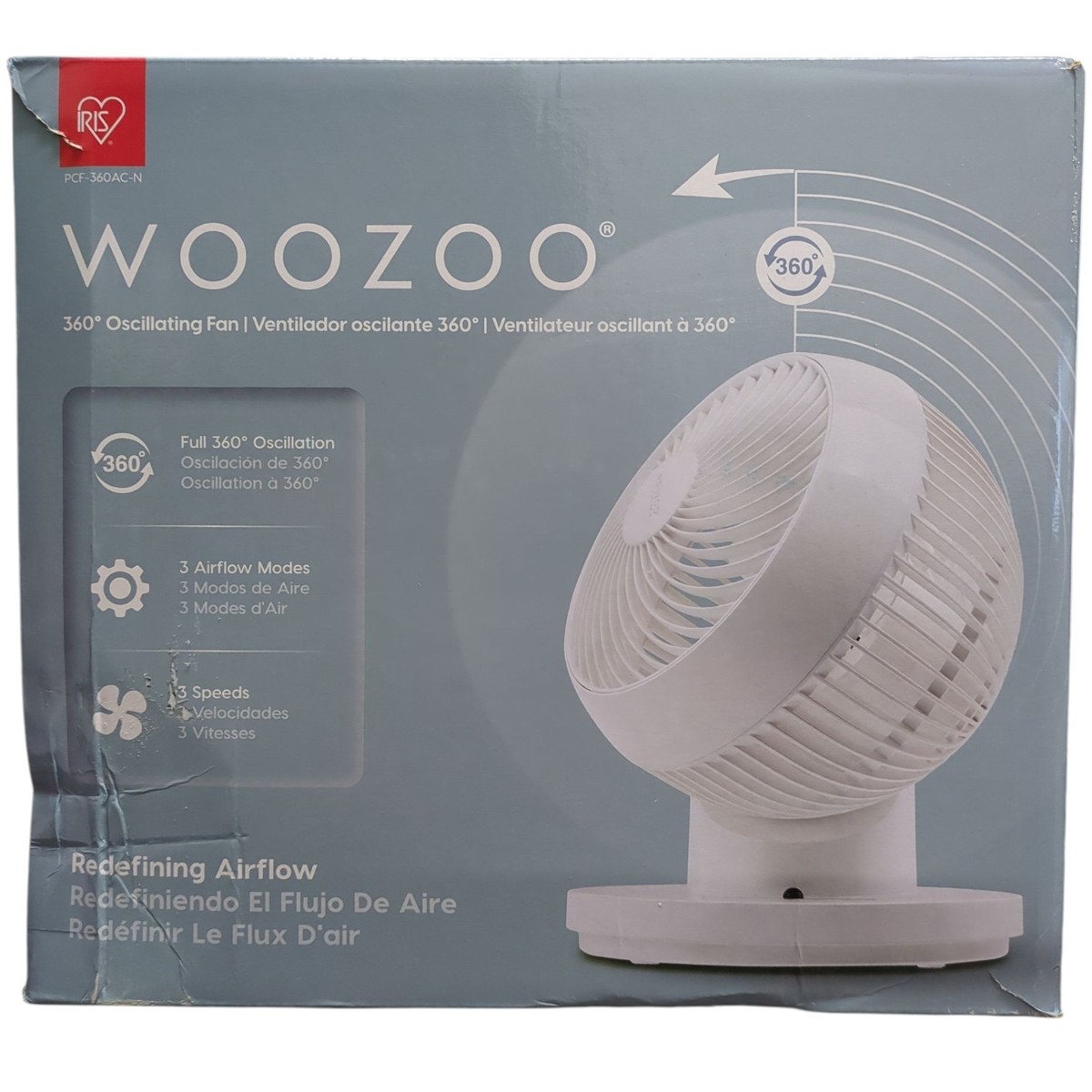 WOOZOO 360 barrel ホワイト Woozoo 360 Degree Oscillating Personal Fan White for sale