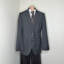 Hugo Boss Mens Sport Coat Blazer Suit Jacket 38R 42" Gray Striped 2 Button Wool