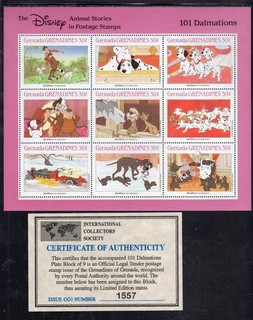 GRENADA GRENADINES #988 1988 DALMATIONS MINT VF NH O.G SHT9 W/CERT.(Z7.26)