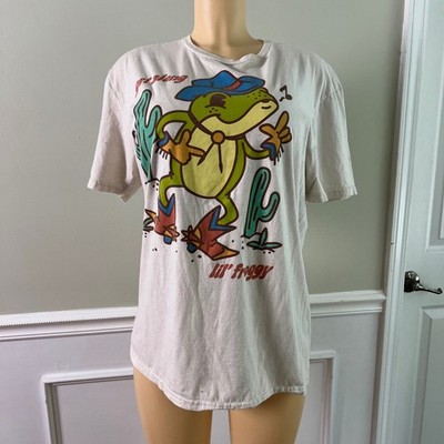 Hot Topic Graphic Tee Mens L Cowboy Frog Cactus Get Along Lil Froggy White Shirt