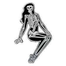 GothicHorror Punk Skelli Girl Kreepsville 666 Sitting Skeleton Embroidered Patch