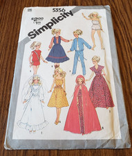 Simplicity 5356 Fashion Doll Clothes Vintage Sewing Pattern Uncut