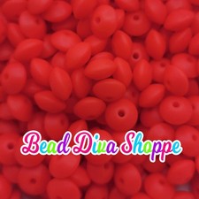 Set of 20 - RED - 12mm Silicone Lentil Beads - DIY Jewelry Making - Beaded Pens