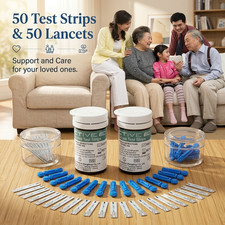 50x Exactive EQ Blood Glucose Test Strips Codefree and Lancets Daily Use Kit