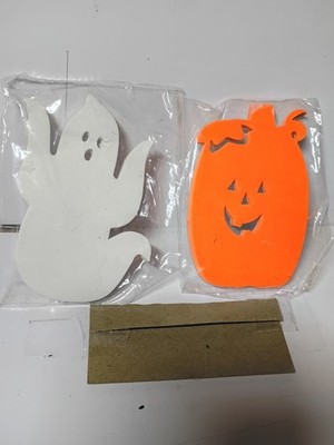 Vintage Amscan Halloween Pumpkin  & Ghosts Cutout Decoration Smaller Set of 5 4''