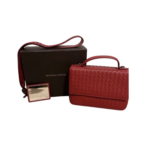 Bottega Veneta Woven Leather Bag Size H6.5" x W2.5" Excellent Condition #28941