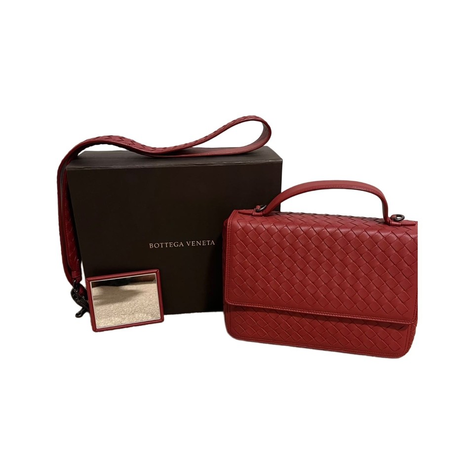 Bottega Veneta Woven Leather Bag Size H6.5" x W2.5" Excellent Condition #28941
