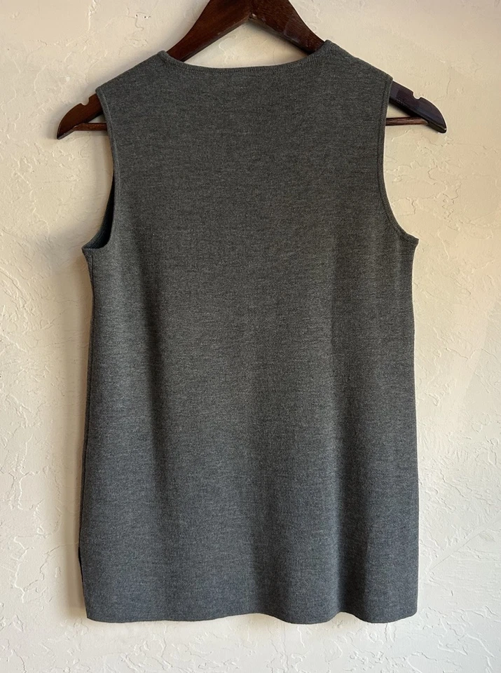 Eileen Fisher 100% Wool Sleeveless Long Top Tank P S Minimal Luxury Classic Gray - Image 2 of 4