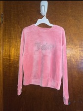 Juicy Couture Pink Velour Tracksuit Set Sweatshirt Pants Size S