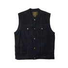 Milwaukee Biker Vest Mens XL Black Cotton Snap Button Denim Pockets Motorcycle