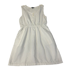 J. Crew Women Sleeveless Dress Size 6 White Linen Blend Elastic Waist Pockets