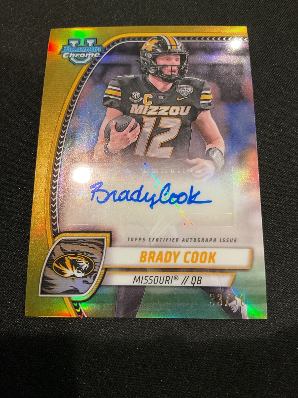 2024 Bowman Chrome U Brady Cook True Gold Auto Refractor 33/50 RC 🔥🔥🔥🔥