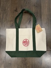 Authentic Trader Joe  s Reusable Canvas Eco Tote Bag Heavy Duty Bag Green White 