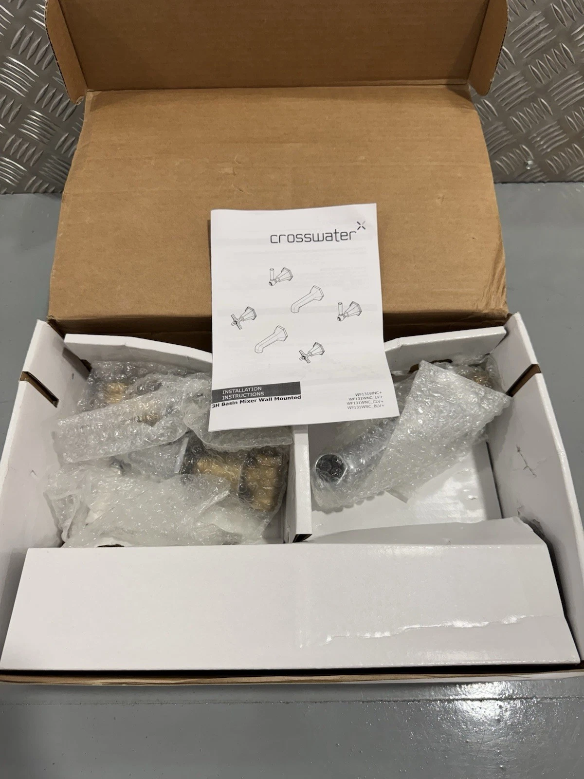 Crosswater Waldorf Lever 3TH Basin Mixer Wall Mounted Chrome White Brand New 3