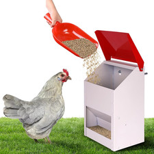 Galvanized Wall Mount Chicken Feeder No Waste Hanging Chicken Feeder with Lid We