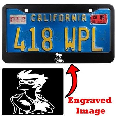 Engraved Black License Plate Frame - Fry Futurama #2