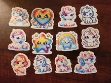 12 Cute Unicorn Waterproof Vinyl Stickers Bike Luggage Decals Cars