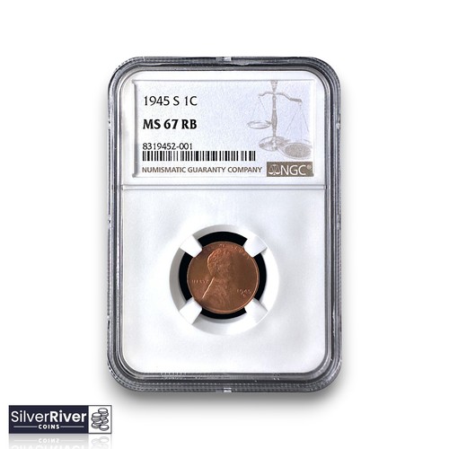 1945-S Lincoln Wheat Cent (*Certified MS67 RB by NGC*)