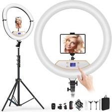 18" Ring Light with Stand: Touch Screen LED Display 60" Tall Tripod, 3 Color