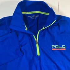 Polo Sport Ralph Lauren Performance Pullover Medium Blue 1/4 Zip Golf Stretch