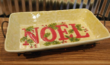 Original logo Cracker Barrel Noel Ceramic Metal Stand Serve Ware Holiday NIB