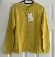 White Stuff 100% Organic Cotton Yellow Cardigan Size 10 Brand New With Tags