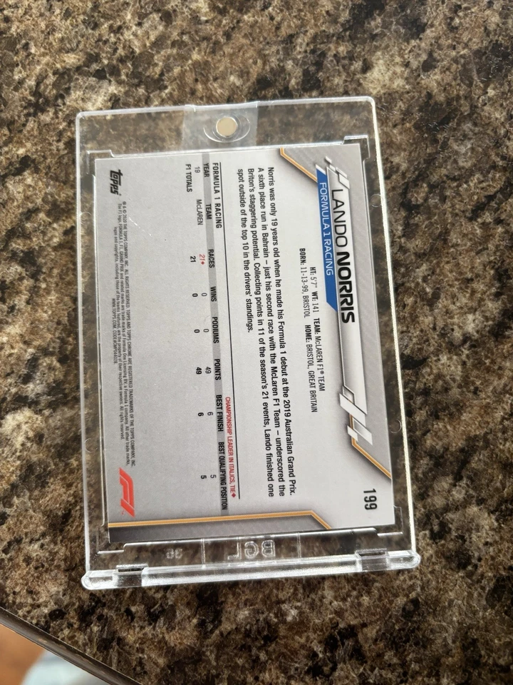 Topps Chrome Formula 1 #199 2020 Lando Norris/F1 Freshest RC Auto Foto 2 de 3