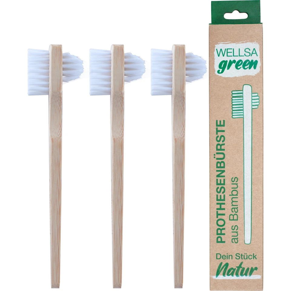 WELLSAMED GMBH wellsamed wellsagreen Bambus Prothesenbürste 3er Spar-Set (3 x 1 Stück)