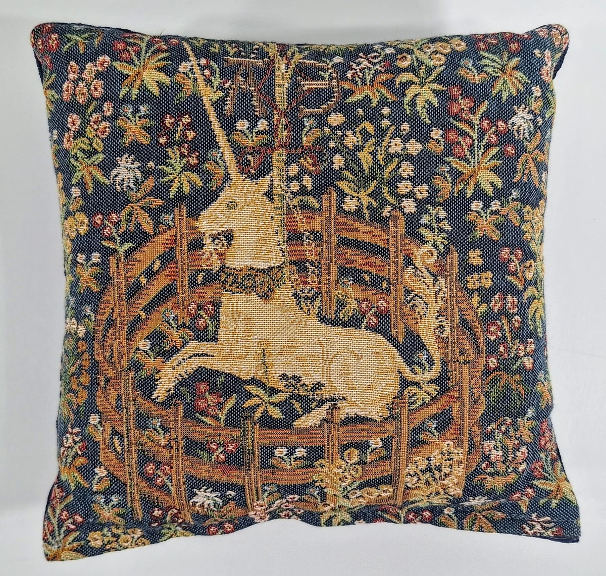 Tapisserie Vintage Française Goblys - Motif Fruits Jacquard - 57 X 57 Pouces - Coton - Occasion