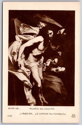 J. Ribera Le Christ au Tombeau Musée du Louvre Vintage Postcard A375