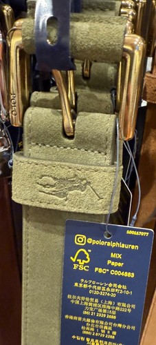 NWT Polo Ralph Lauren OLIVE GREEN Roller Buckle Big Pony SUEDE Belt - all sizes - Picture 3 of 3