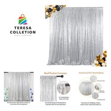 8FTx8FT-Silver- Shimmer Holiday Fabric Backdrops, Sequin Photography, Photo B...