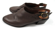 -NEW Lucky Brand Mylody Slingback Leather Heel Mules Taupe Sz 6.5
