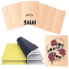 3MM Tattoo Practice Kit - 6Pcs 5.9"X7.8" Fake Skin 20Pcs A4 Transfer Paper 8.