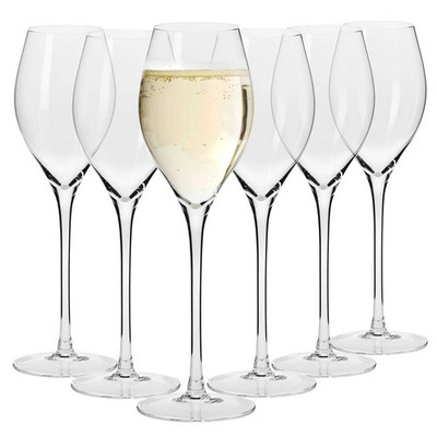 Large Prosecco Champagne Sparkling Wine Flutes, Set of 6, 9.4 fl oz, Rounded ...