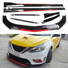 Front Bumper Lip Splitter Spoiler Gloss Black Red For Nissan Sentra DX Body Kit
